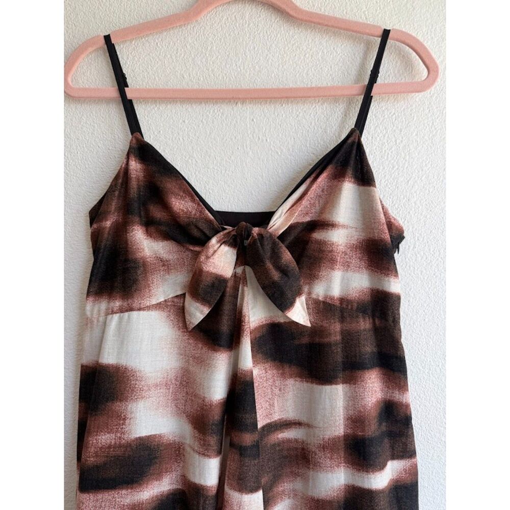 DKNY 100% Cotton Knotted Tie Front Maxi Sun Dress in Brown Ombre Stripe size M - Picture 3 of 16